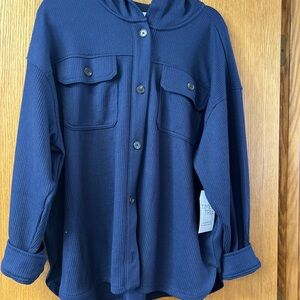 Time and Tru Deep Blue Button-Up Jacket